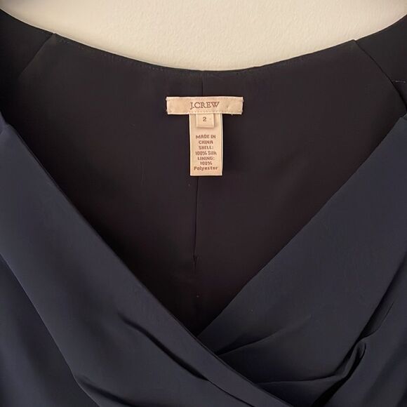 J Crew Navy Silk Dress. Size 2 A-line. - Picture 3 of 9